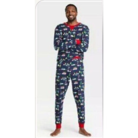 Wondershop Mens Christmas Pajama Set Size M Holiday Gnome & Tree Print Cotton - Picture 1 of 7